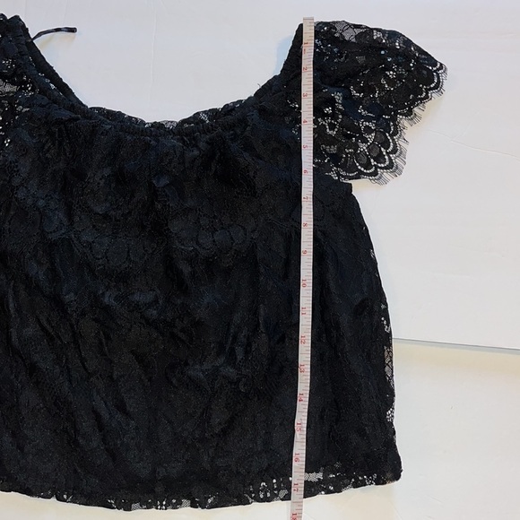 Hollister blouse-small- black lace off the shoulder crop top. - Picture 6 of 6
